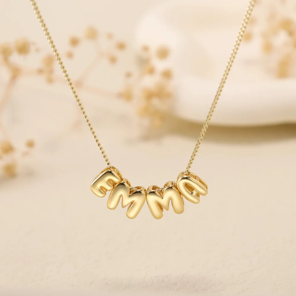 Yofair Gold plated bubble letter necklace, view 2