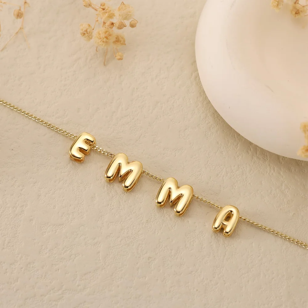 Yofair Gold plated bubble letter necklace, view 3