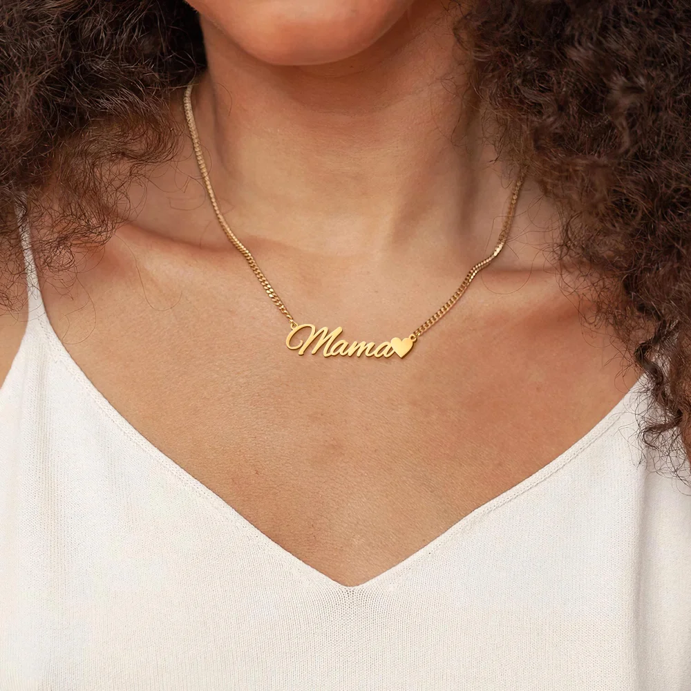 Yofair Sterling silver name necklace with a heart, view 5