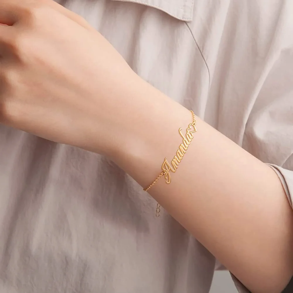 Yofair Name bracelet with a heart, view 5