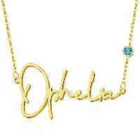 Name Necklace with Birthstone-2