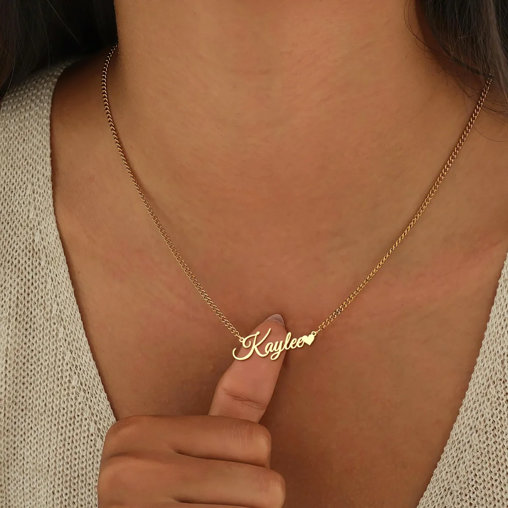 Yofair Sterling silver name necklace with a heart, view 4