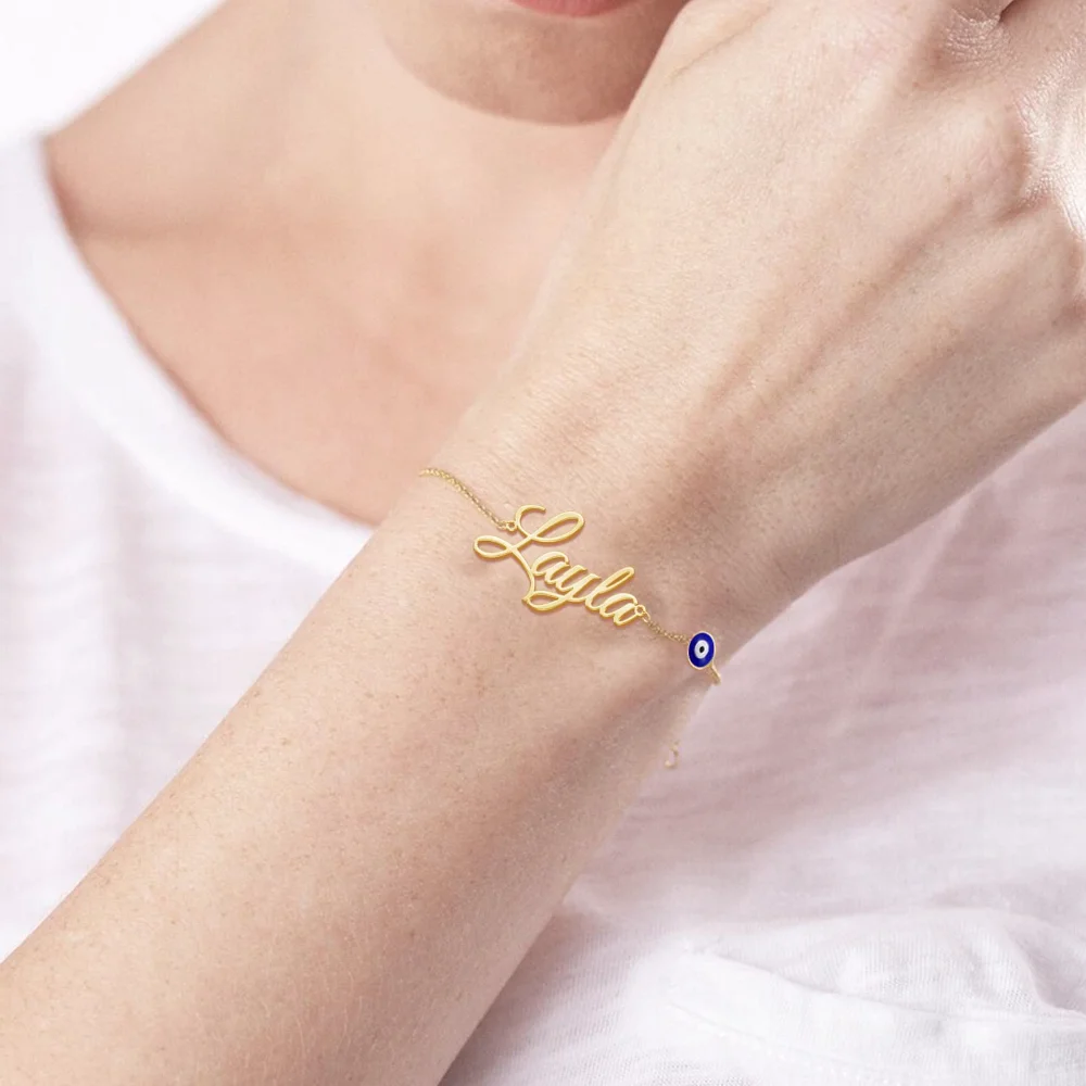 Yofair Name bracelet with an evil eye, view 5