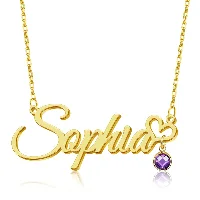 Name Necklace with Birthstone-1