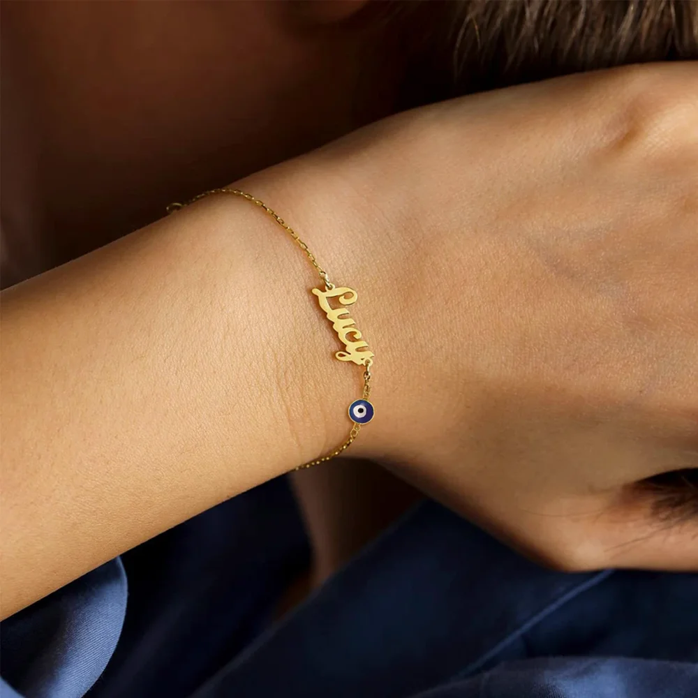 Yofair Name bracelet with an evil eye, view 3