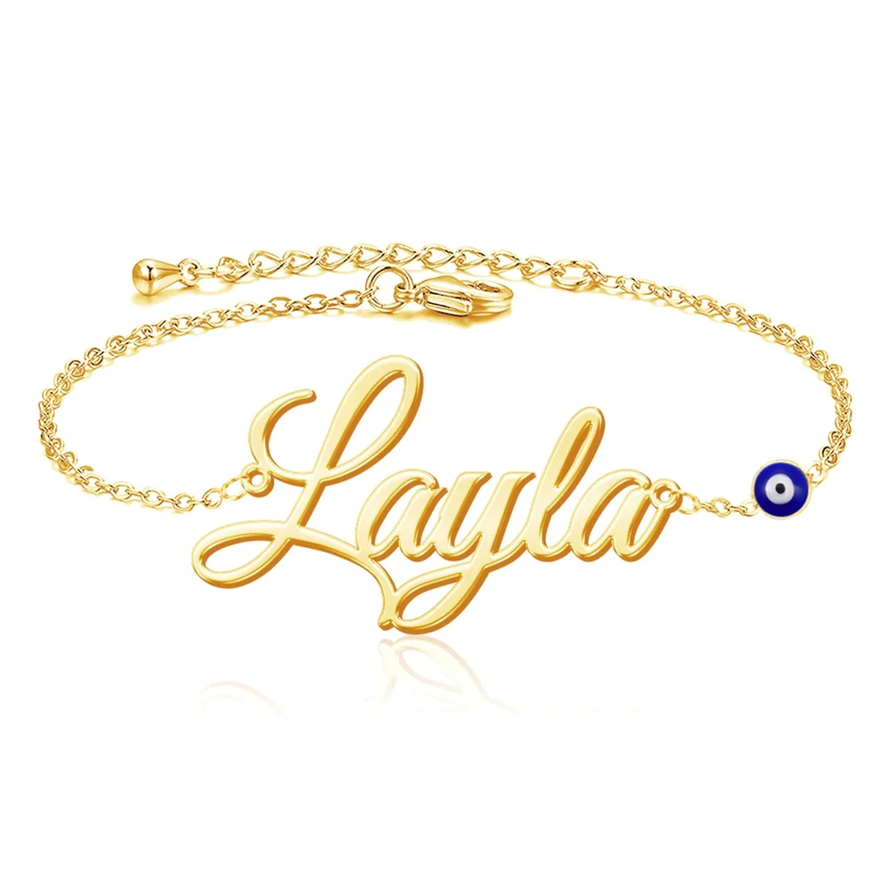 Yofair Name bracelet with an evil eye