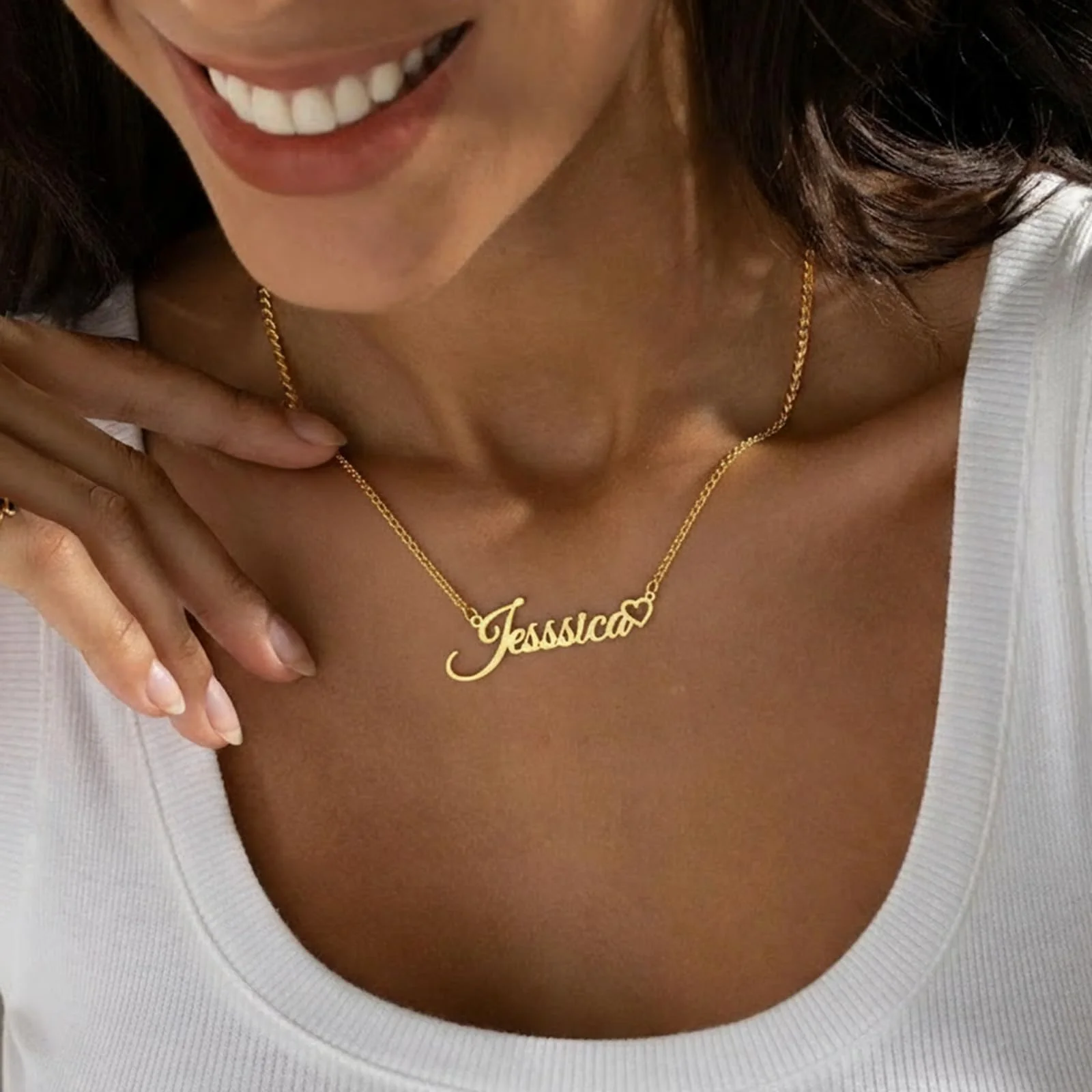 Yofair Script name necklace, view 3