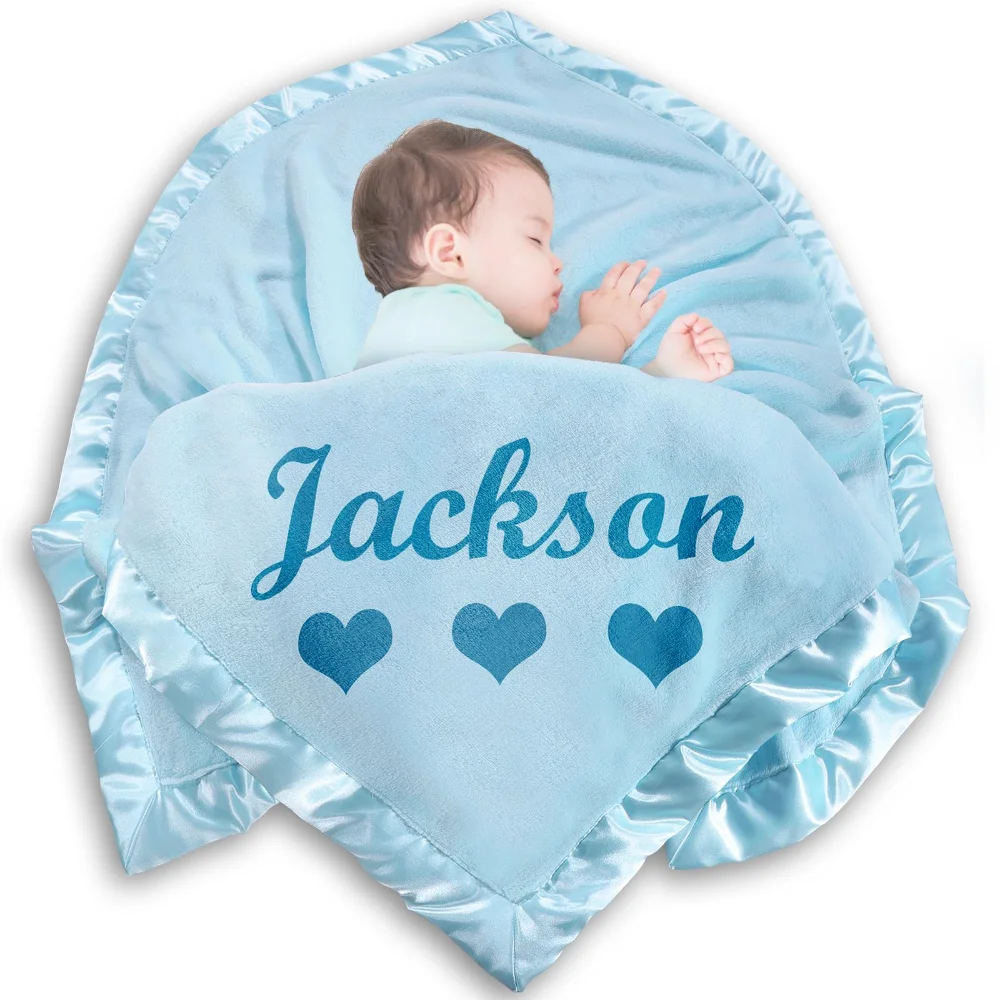 Yofair Flannel baby blanket with a name for kids, 36" x 36"
