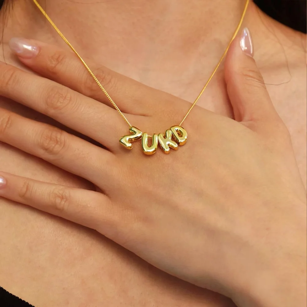 Yofair Gold plated bubble letter necklace, view 4