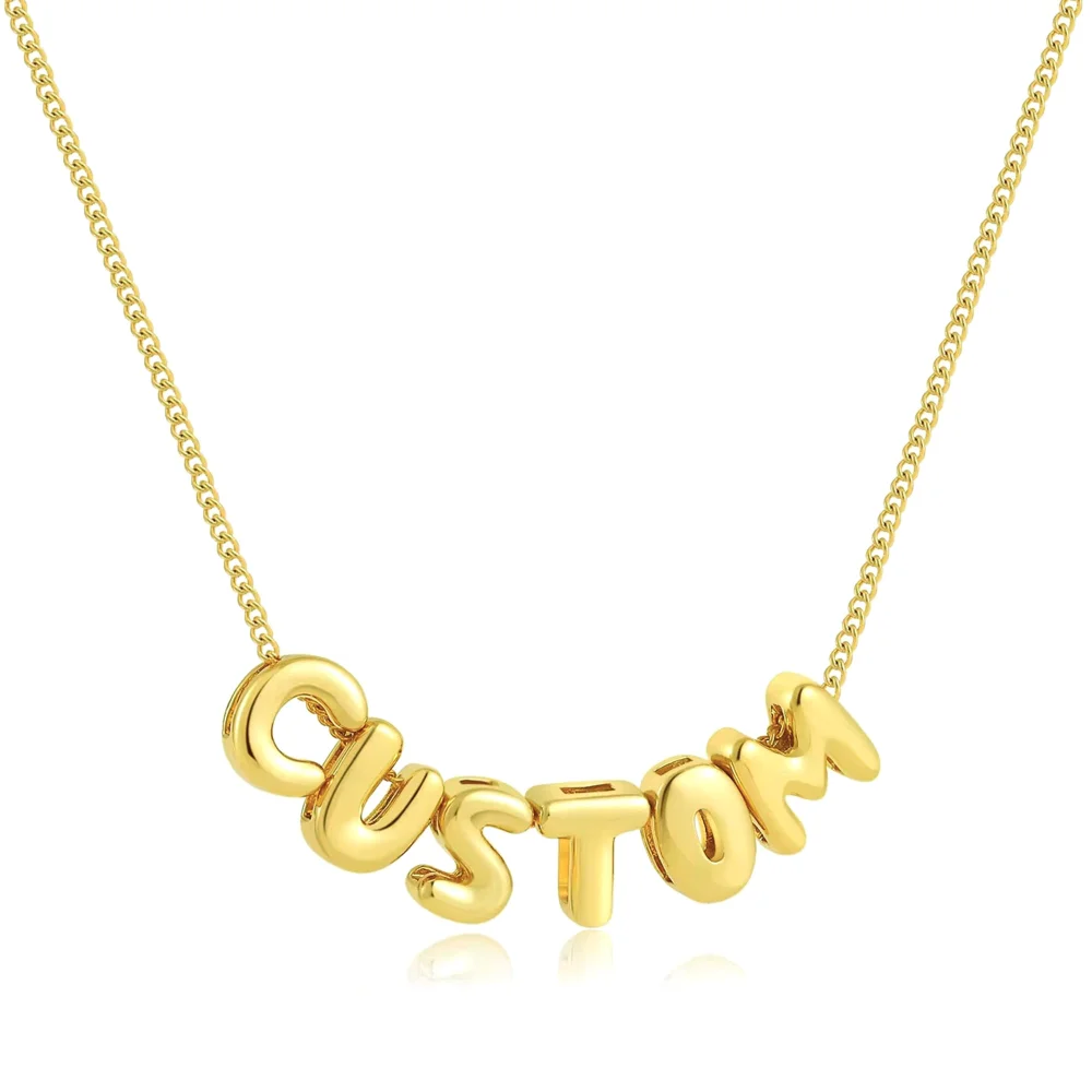 Yofair Gold plated bubble letter necklace
