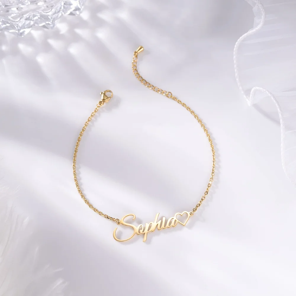 Yofair Name bracelet with a heart, view 2