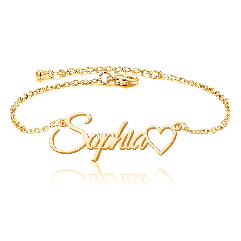 Yofair Name bracelet with a heart