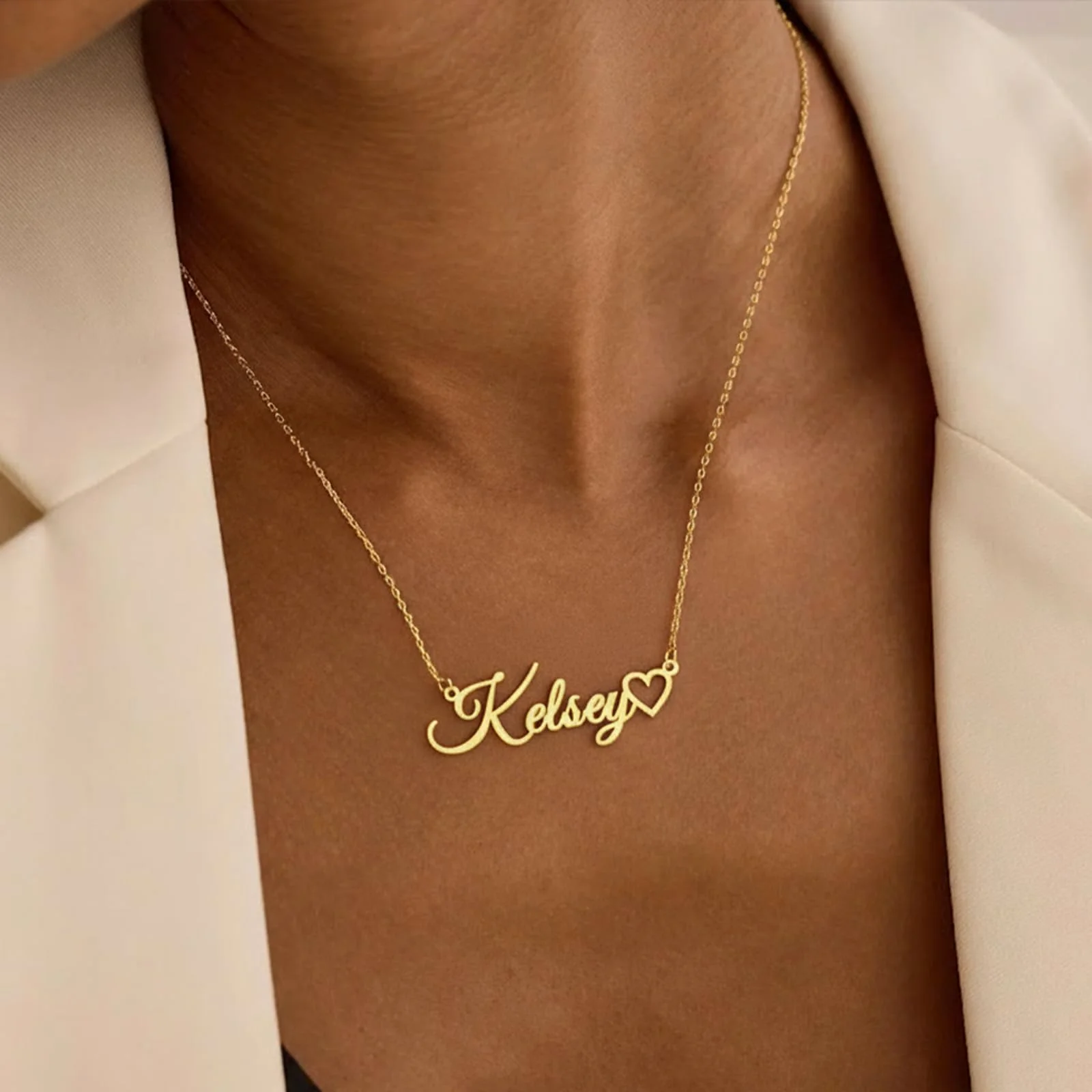 Yofair Script name necklace, view 2