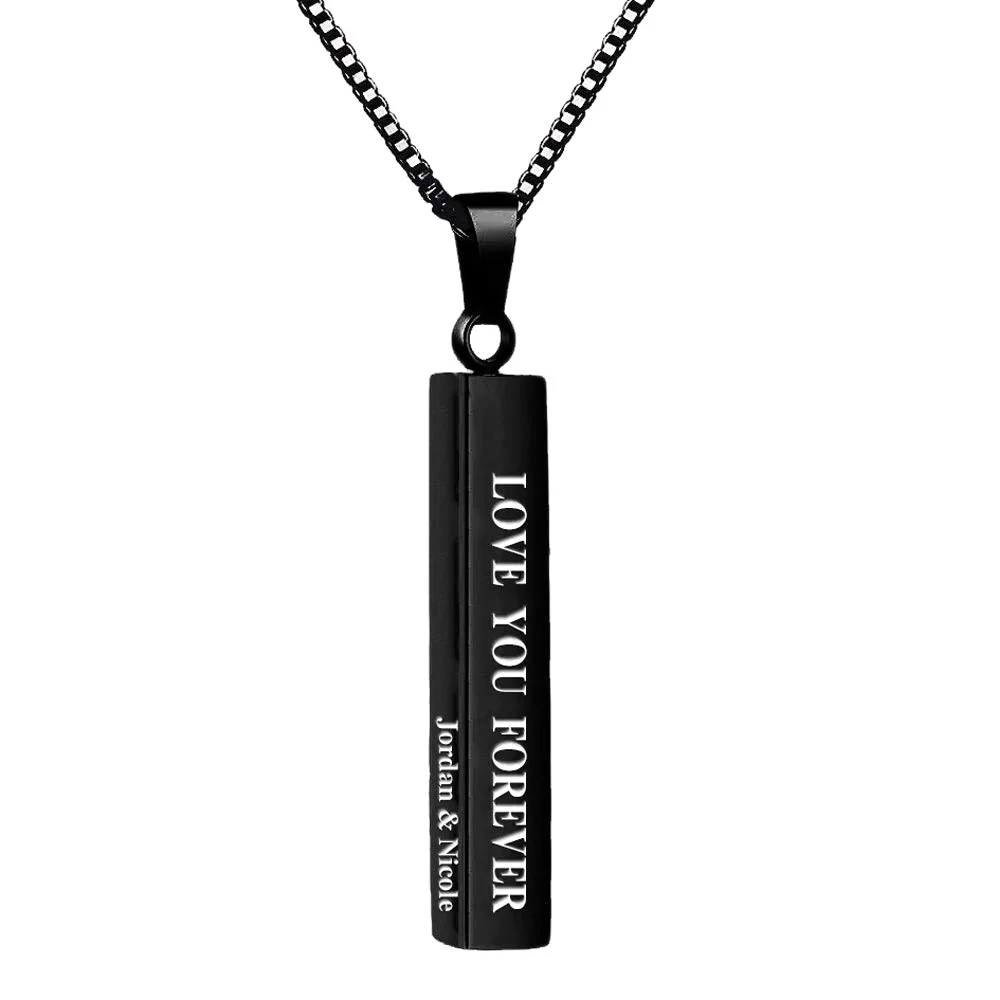 Yofair Sterling silver engraved bar necklace with a coordinates