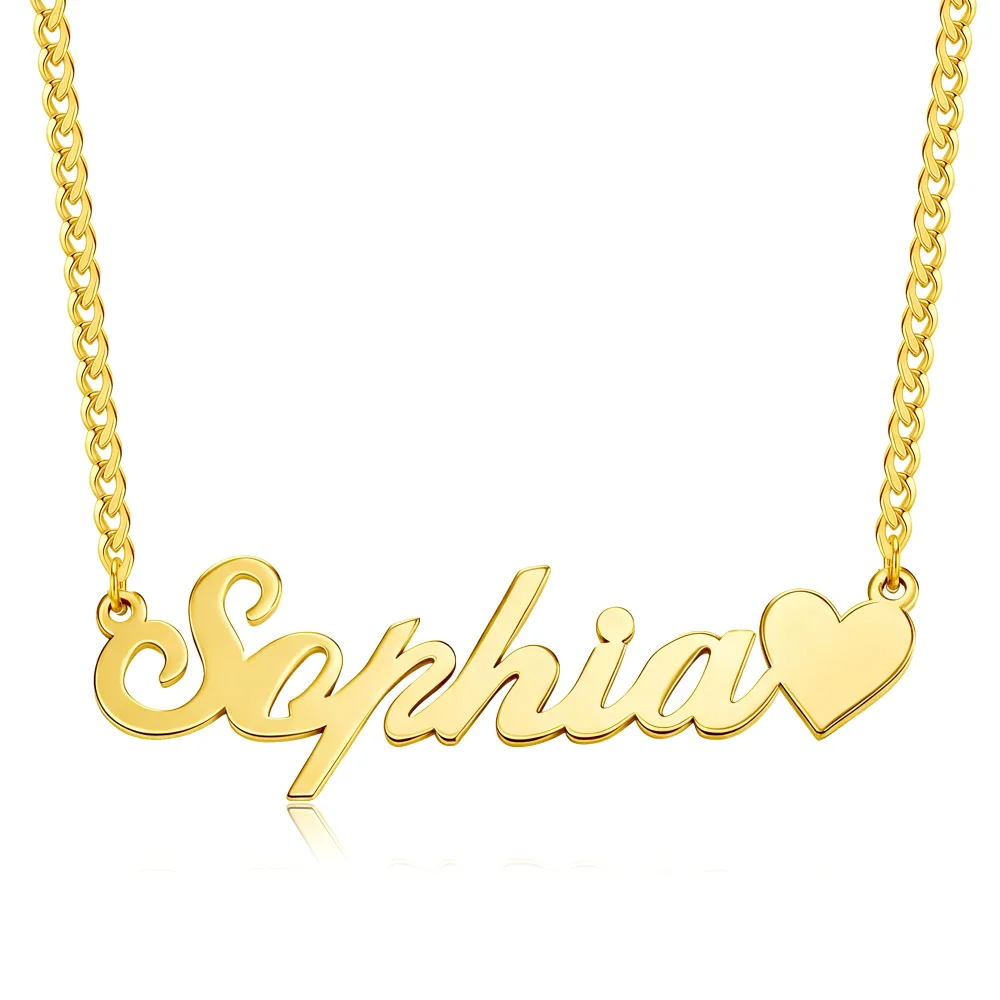 Yofair Sterling silver name necklace with a heart