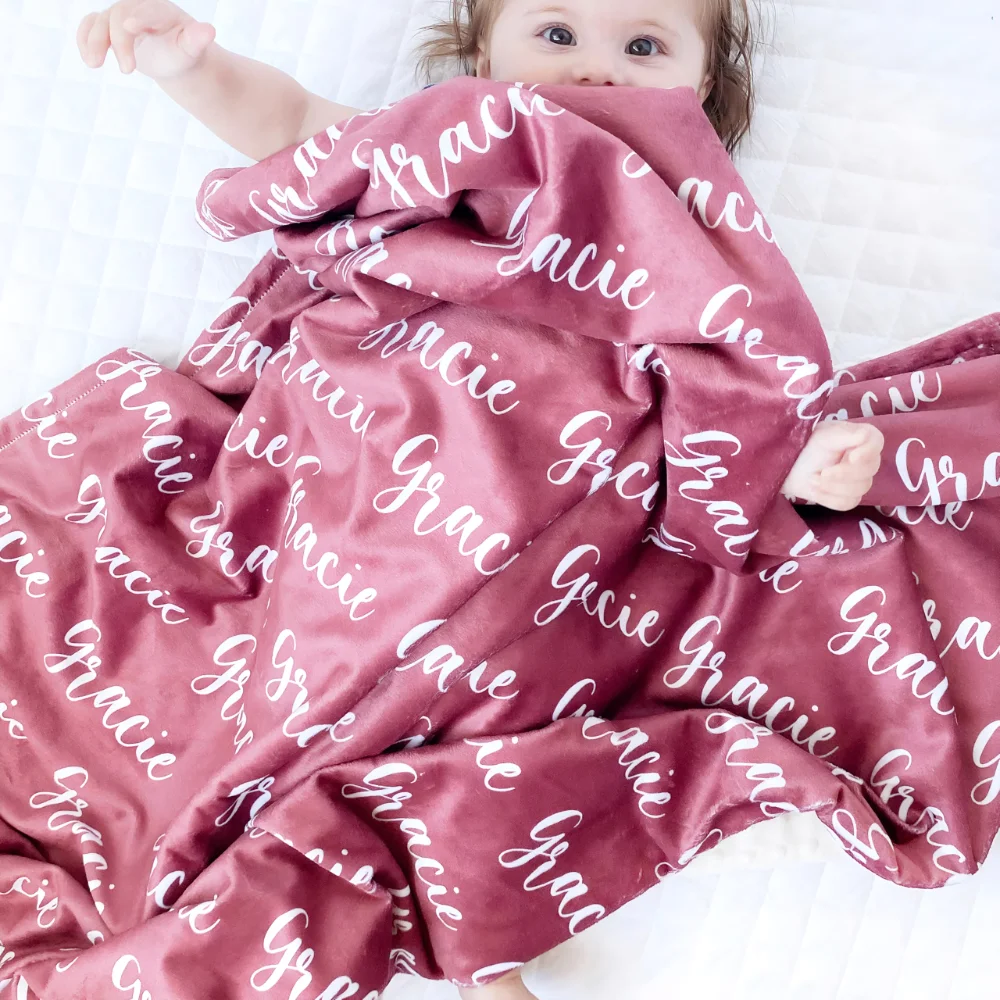Yofair Flannel baby blanket with a name for kids, 30" x 40"